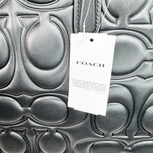 Coach Maggie Tote Large Signature Embossed Leather Black Gold Hardware NWT - Picture 9 of 14